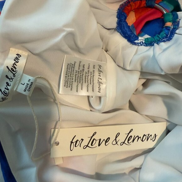 Blue For Love & Lemons Lorenza Open Back Satin Mini Dress NWT Sz Large - Picture 8 of 8